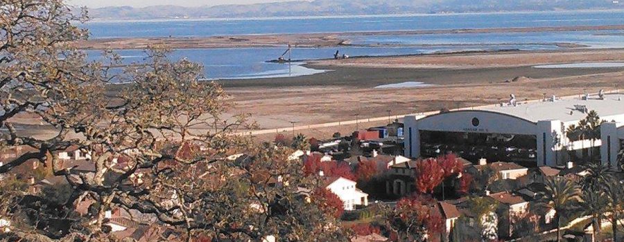 A view of the water from above shows a large body of water.