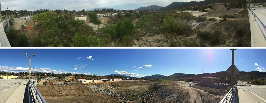 A before and after photo of the same area.