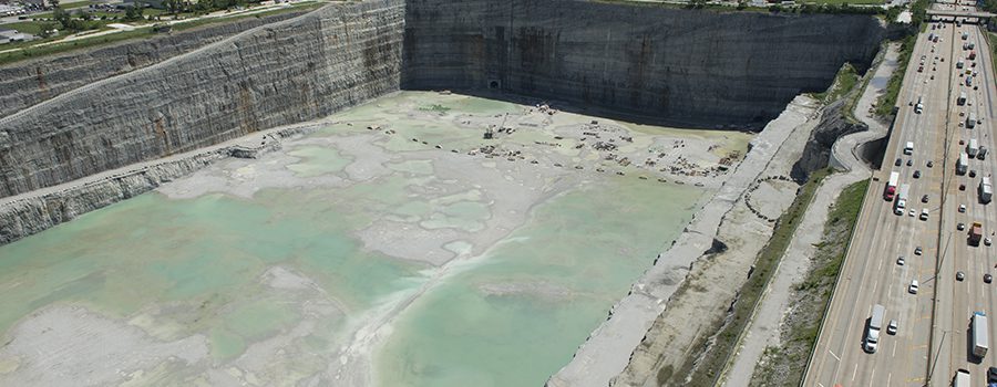 A large pool of water with green and white colors.